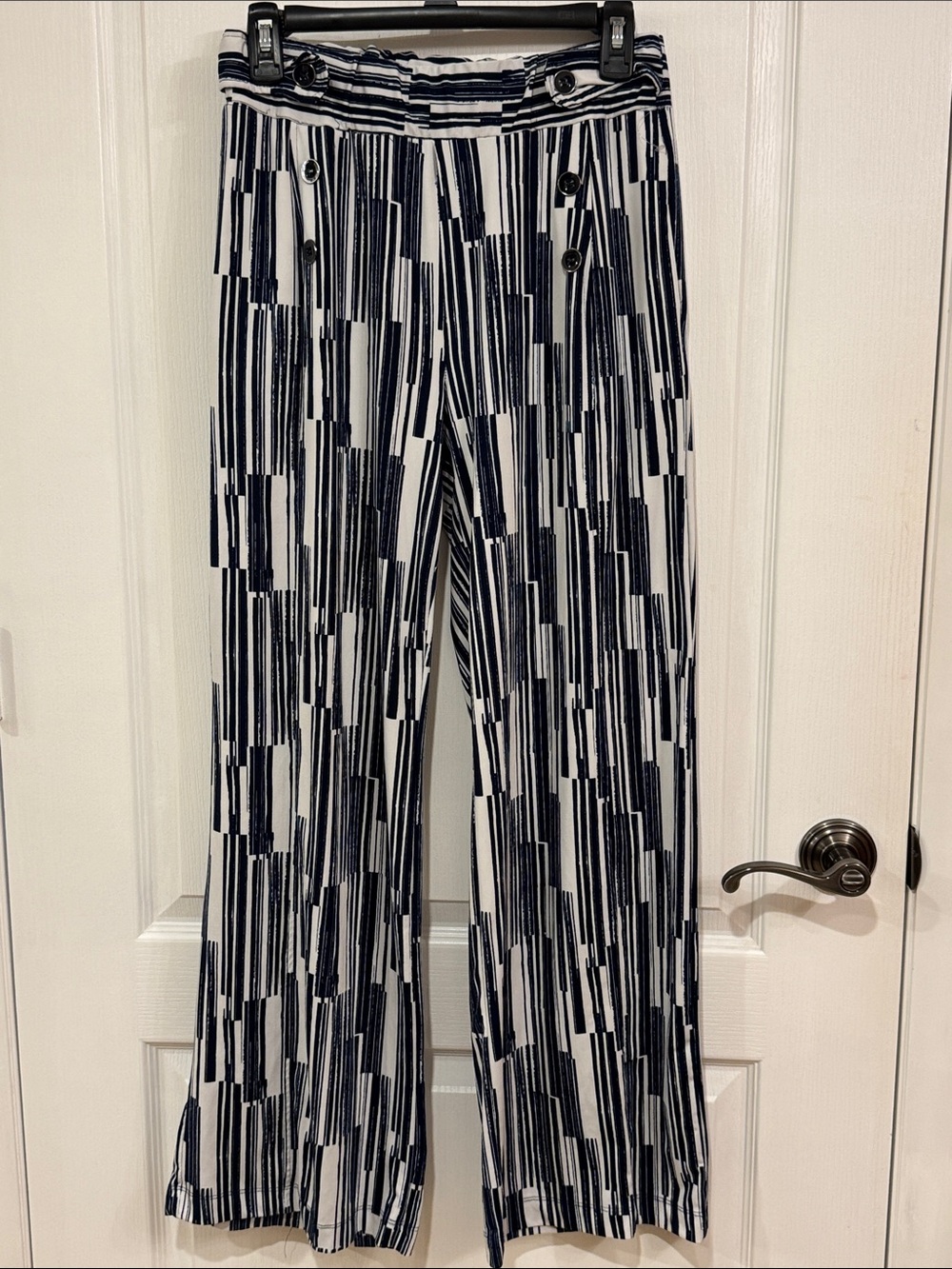 Robert Louis Navy and White Vertical Stripe Wide-Leg Joggers